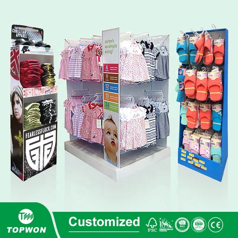 Retail Sock Shirt Shoes Stand Display Corrugated Floor Cardboard Shop Store Clothing Display Rack