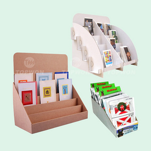 Hot Selling Cardboard Counter Greeting Card Display Rack Tabletop Gift Postcard Display Stand