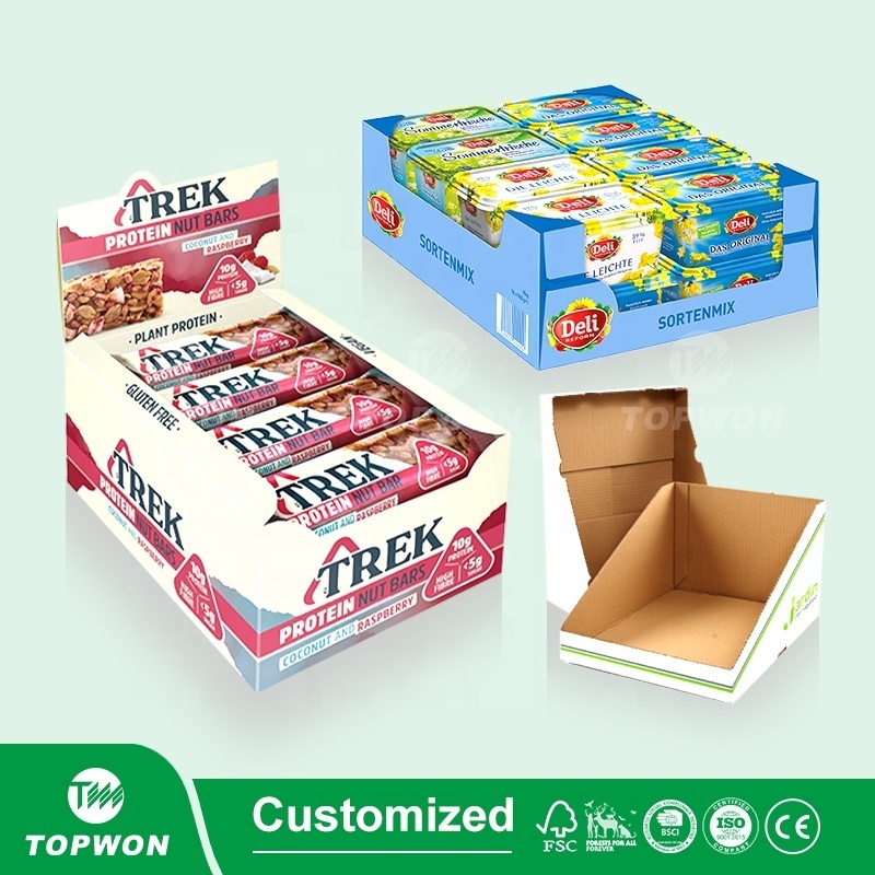 Supermarket Retail Pdq Display Box Cardboard Counter Top Display Box Chocolate Nuts Coffee Biscuit chewing gum Display Box