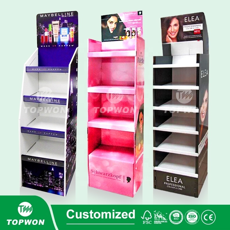 Retail Store Perfume Eyelash Lash Lipstick Makeup Paper Cardboard Display Rack Floor Stand Cosmetics  Cardboard Display Stand