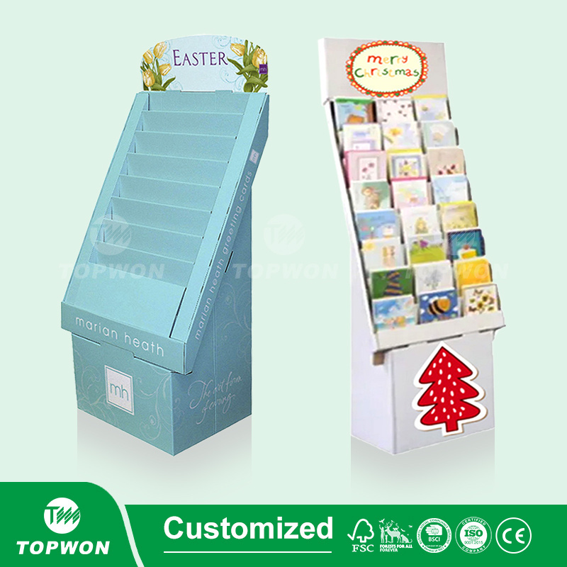 Hot Selling Cardboard Counter Greeting Card Display Rack Tabletop Gift Postcard Display Stand