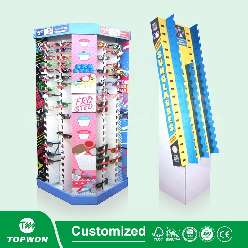 Corrugated Cardboard Eyeglass Glasses Display Rack Rotating Sunglasses Display