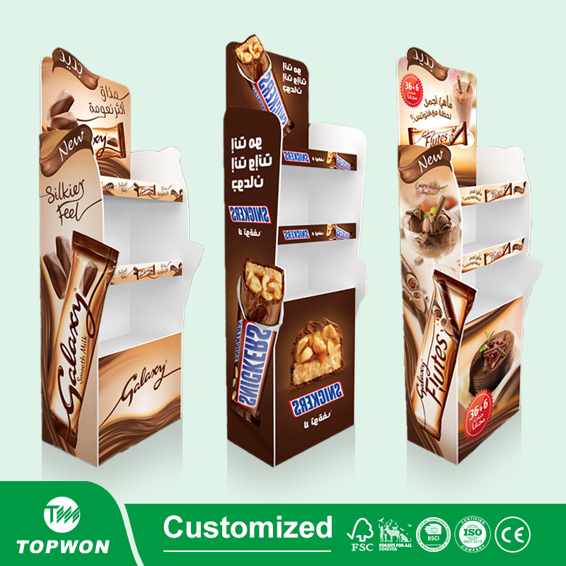 Custom Corrugated Paper Retail Shelving Cardboard Grocery Store Display Shelves For Supermarket