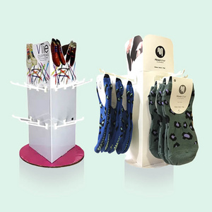 Custom Retail Fsdu Rotary Floor Shelves Counter Table Paper Hook Rack Corrugated Hanging Cardboard Socks Display Stand