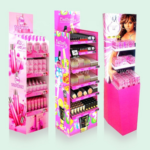 Retail Store Perfume Eyelash Lash Lipstick Makeup Paper Cardboard Display Rack Floor Stand Cosmetics  Cardboard Display Stand