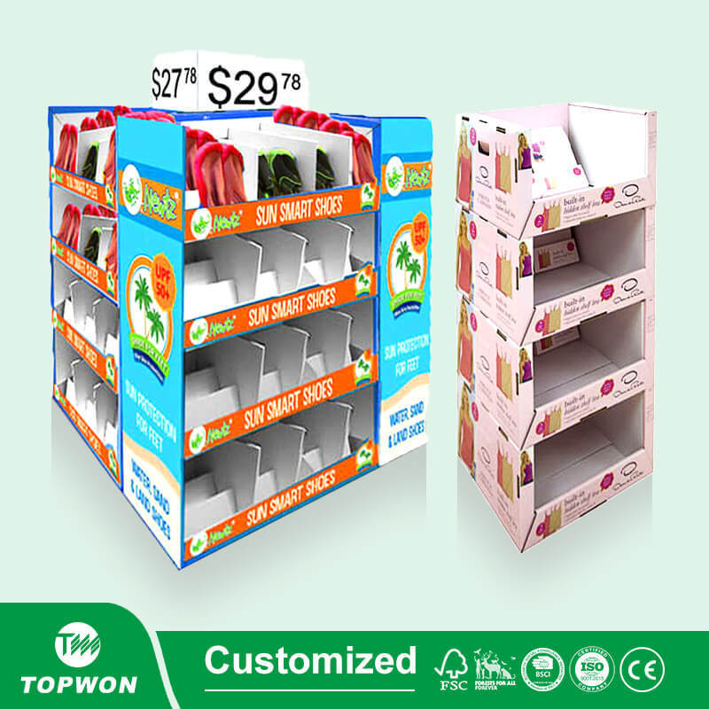 Custom Corrugated Pdq Display Box Shelf Cardboard Display Stand For Shoes Eraser Shirt