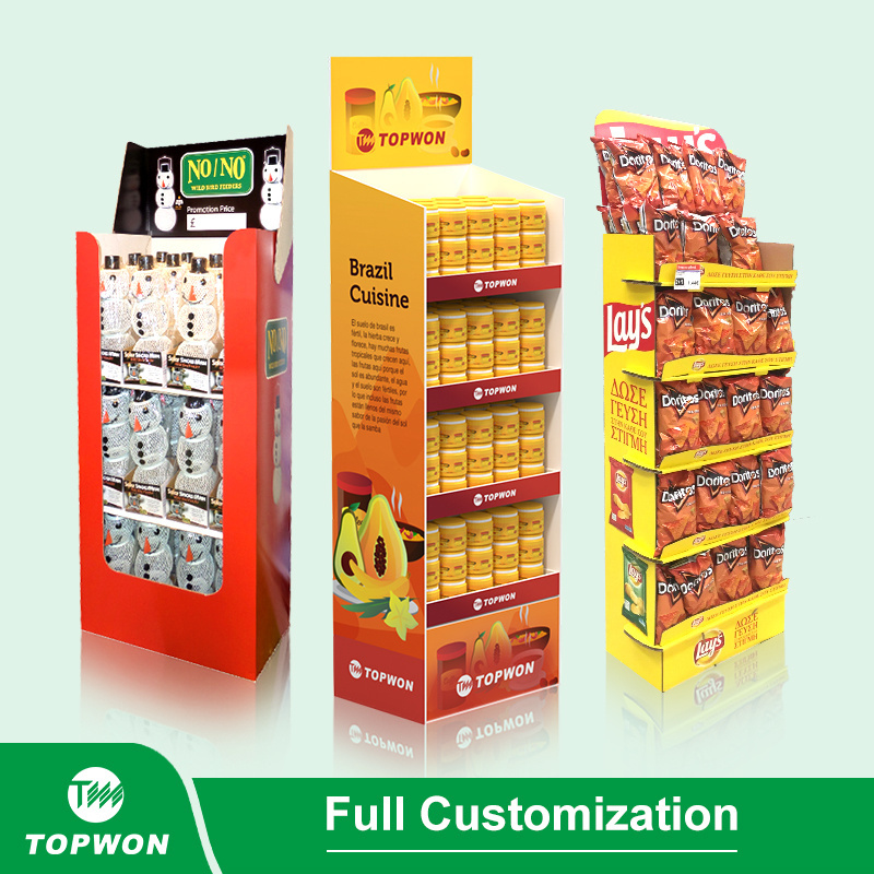 Paper POP Floor Retail Store Product Display Unit Stands Corrugated Candy Food Beverages Cardboard Display Rack