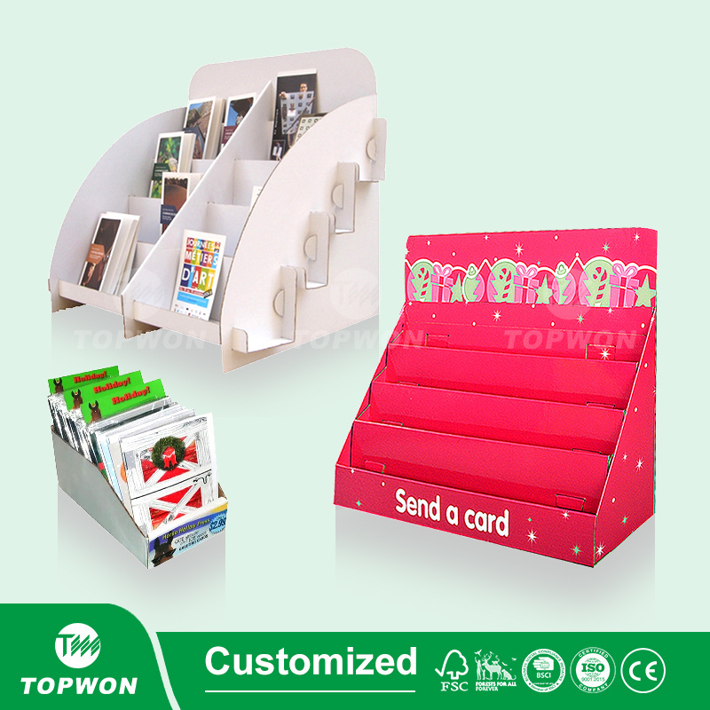 Hot Selling Cardboard Counter Greeting Card Display Rack Tabletop Gift Postcard Display Stand