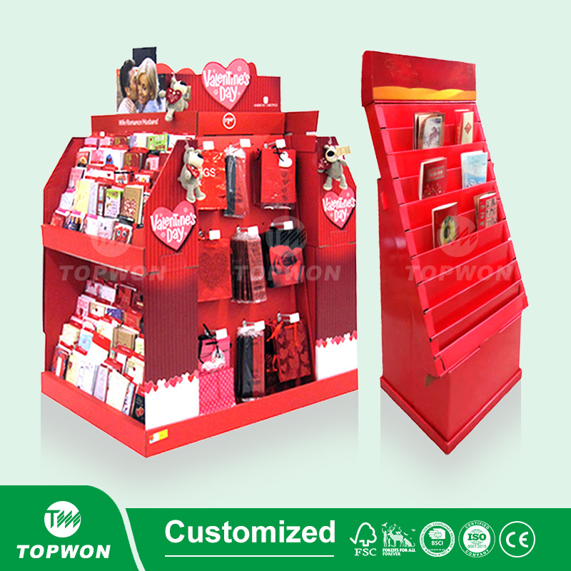 Hot Selling Cardboard Counter Greeting Card Display Rack Tabletop Gift Postcard Display Stand