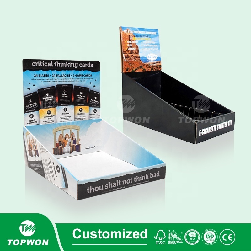 Custom Cardboard 3 Tier Tabletop Dvd Cd Counter Display Rack, Corrugated Cardboard Retail Cd Dvd Display Stand