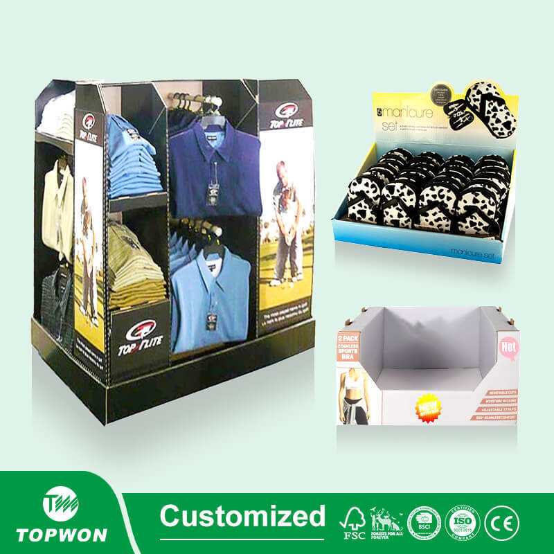 Custom Corrugated Pdq Display Box Shelf Cardboard Display Stand For Shoes Eraser Shirt