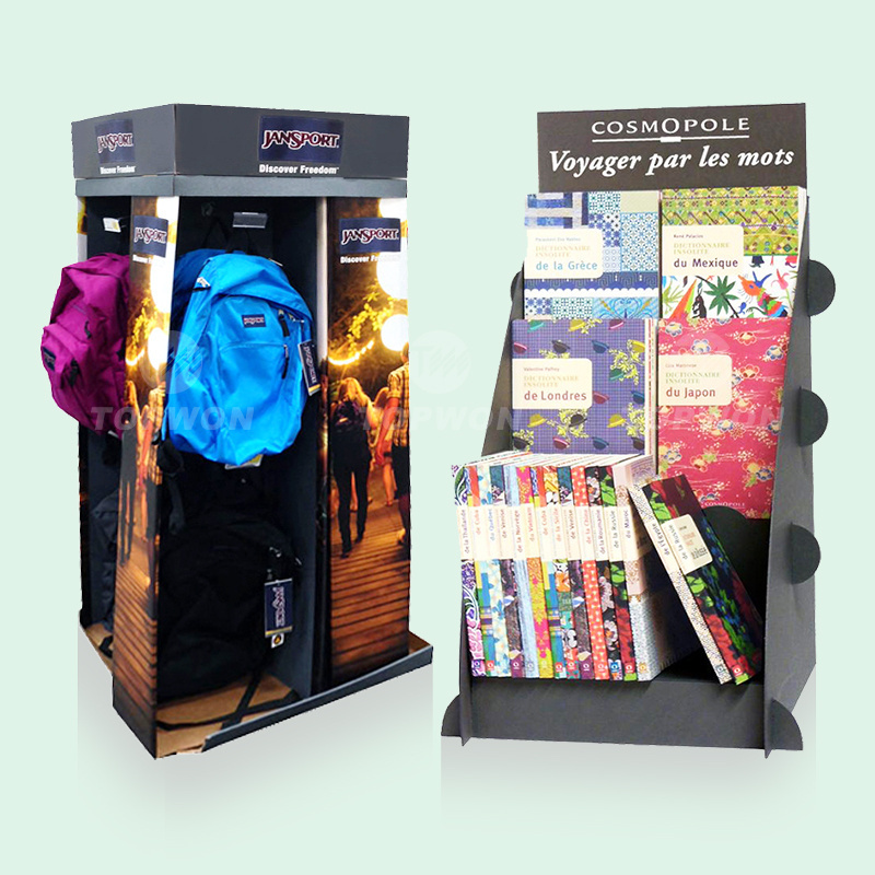 Supermarket Retail Custom Corrugated Backpack Display Rack, Cardboard Backpack Display Stand