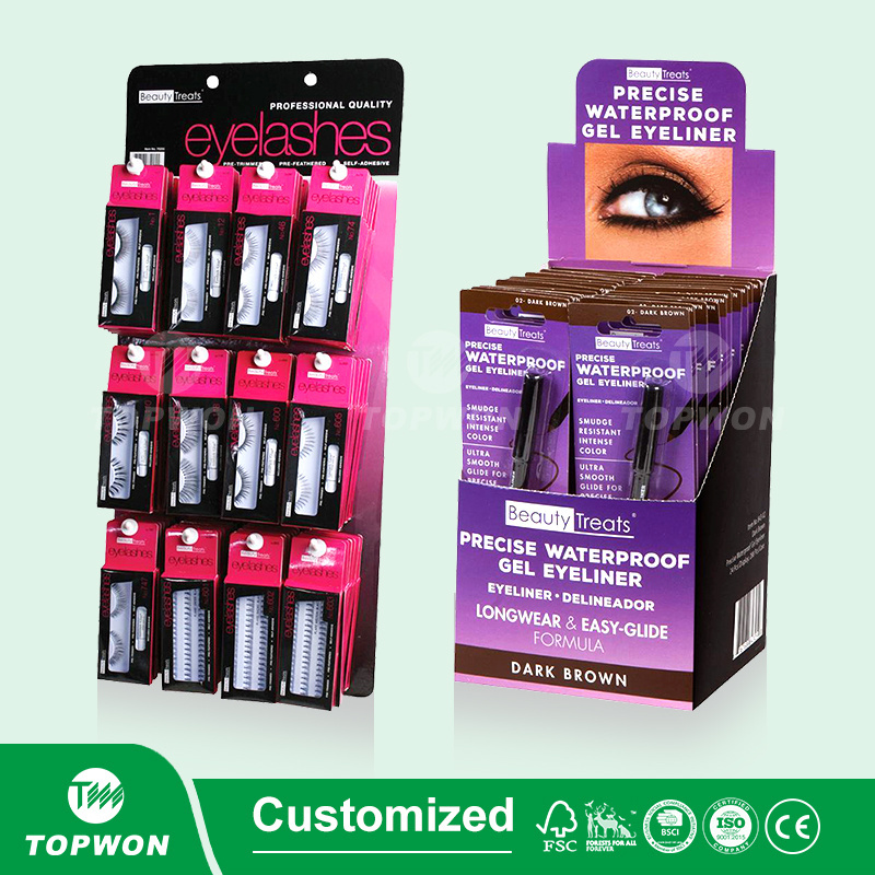 Retail Cardboard Eyelash Sales Display Rack Store Shelf Eyelash Display Stand