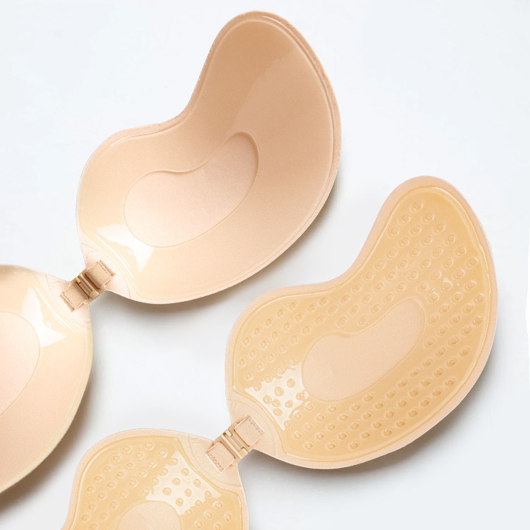 Hot Selling Breathable Push Up Strapless Sticky Mango Shape Cup Silicone Adhesive Bra