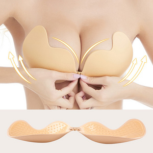 Hot Selling Breathable Push Up Strapless Sticky Mango Shape Cup Silicone Adhesive Bra