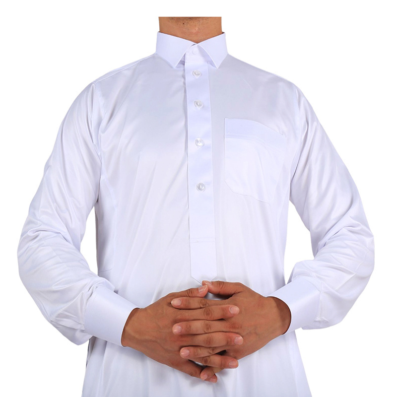 2022 Hot Sales New Model Saudi Style Al Haramain Thobe High Quality Khamis Arab Islamic Clothing Thobe