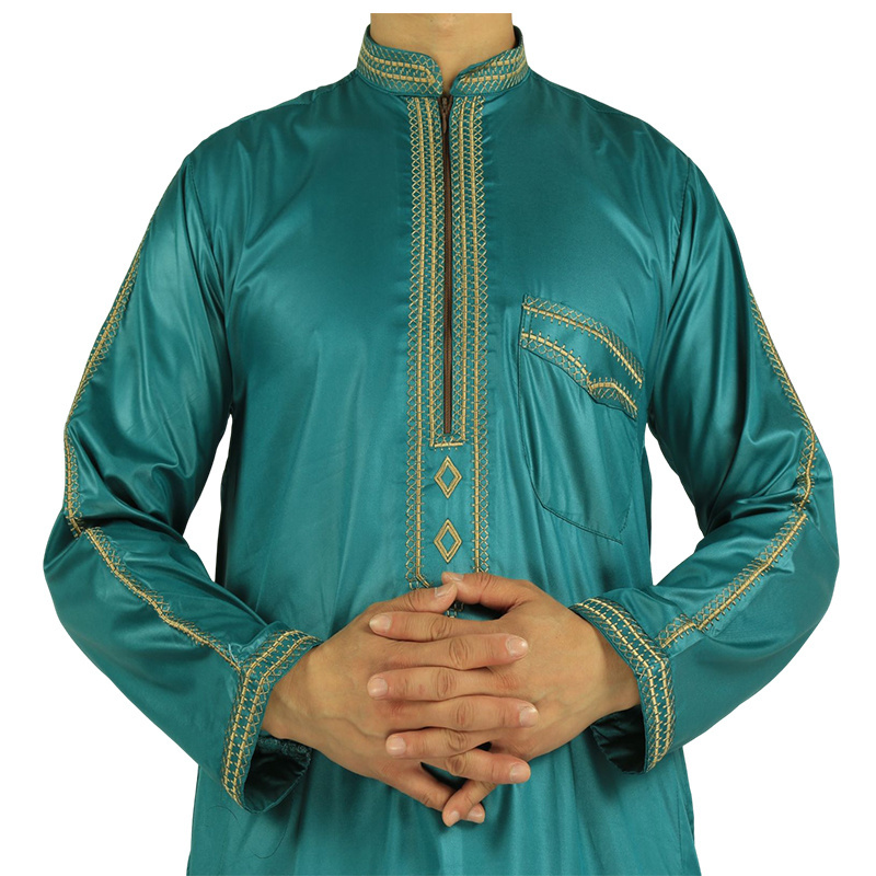 Qatar Thobe  Men Dubai  Kaftan quamis islamic clothing Robes men abaya Muslim Clothing qatar men thobe