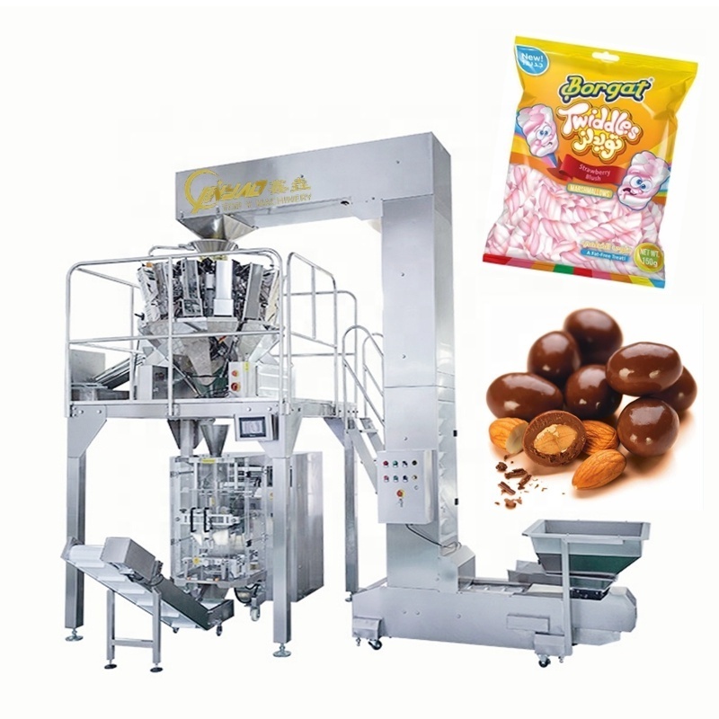 Automatic weighing chocolate bar marshmallows cotton sugger sweet candy vertical packing machine