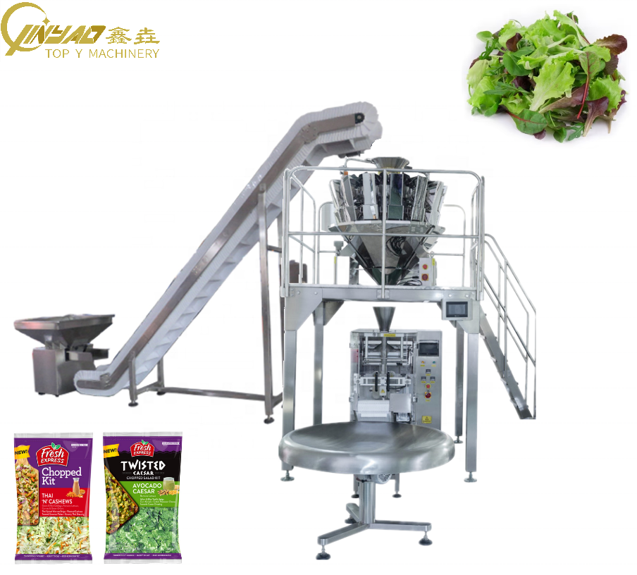 Salad Shredded Vertical Packaging Machine Back Sealing Frozen Seafood Multihead Weigher VFFS Packing Machine