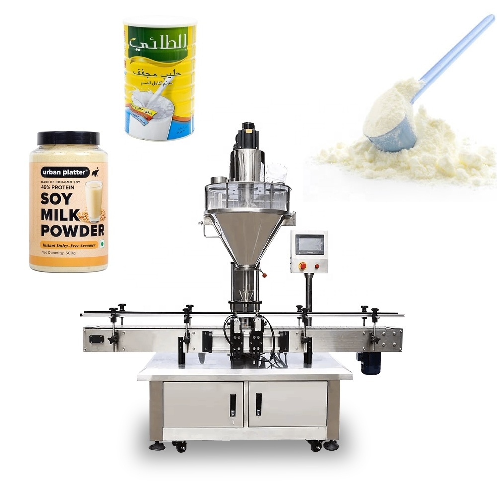 Easy To Operate Semi Auto Automatic Small Custard Screw Soy Milk Powder Spice Jar Canning Filling Machine