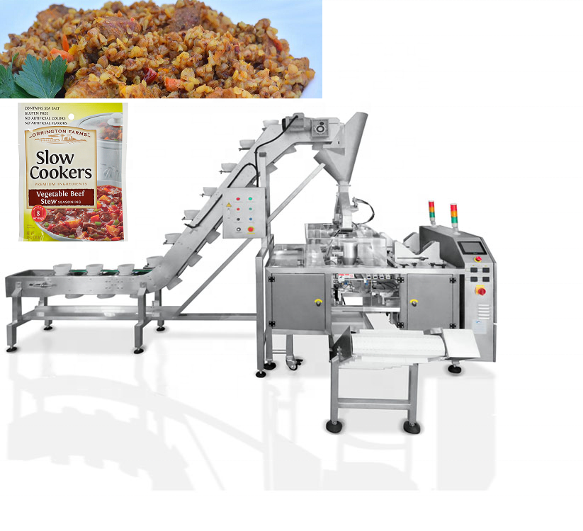 Factory price mix ready porridge and beef stick dried meat slices floss packaging machine doy bag semi automatic packing machine