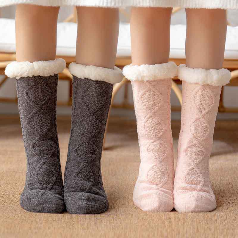 Thickened Winter Woven Thermal Cashmere Socks Floor  Women's Carpet Home Plus Socks Velvet Sleep Socks Slippers Leg Cover