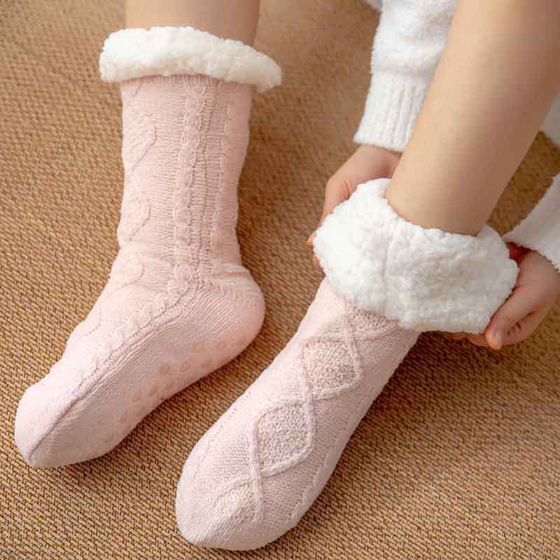 Thickened Winter Woven Thermal Cashmere Socks Floor  Women's Carpet Home Plus Socks Velvet Sleep Socks Slippers Leg Cover