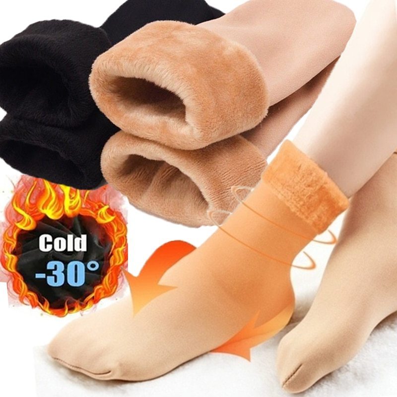 Women Winter Thicken Warm Short Socks Thermal Cashmere Wool Socks Nylon Snow Velvet Boots Home Floor Calcetines Mujer