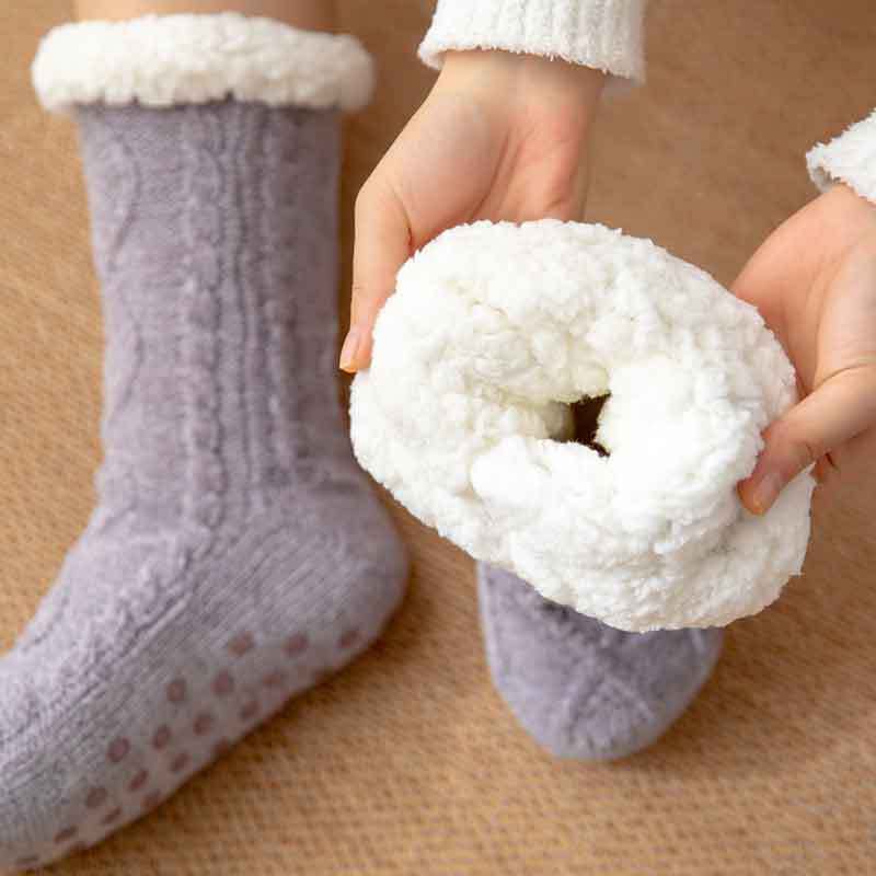 Thickened Winter Woven Thermal Cashmere Socks Floor  Women's Carpet Home Plus Socks Velvet Sleep Socks Slippers Leg Cover