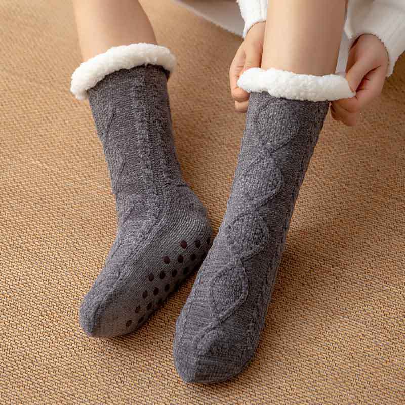 Thickened Winter Woven Thermal Cashmere Socks Floor  Women's Carpet Home Plus Socks Velvet Sleep Socks Slippers Leg Cover