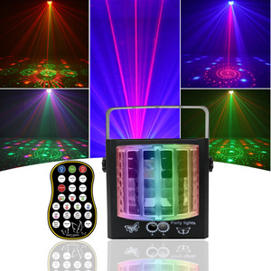 NEW MINI butterfly rgb led stage lights disco party laser projector lamp sound activity led light for decoration club