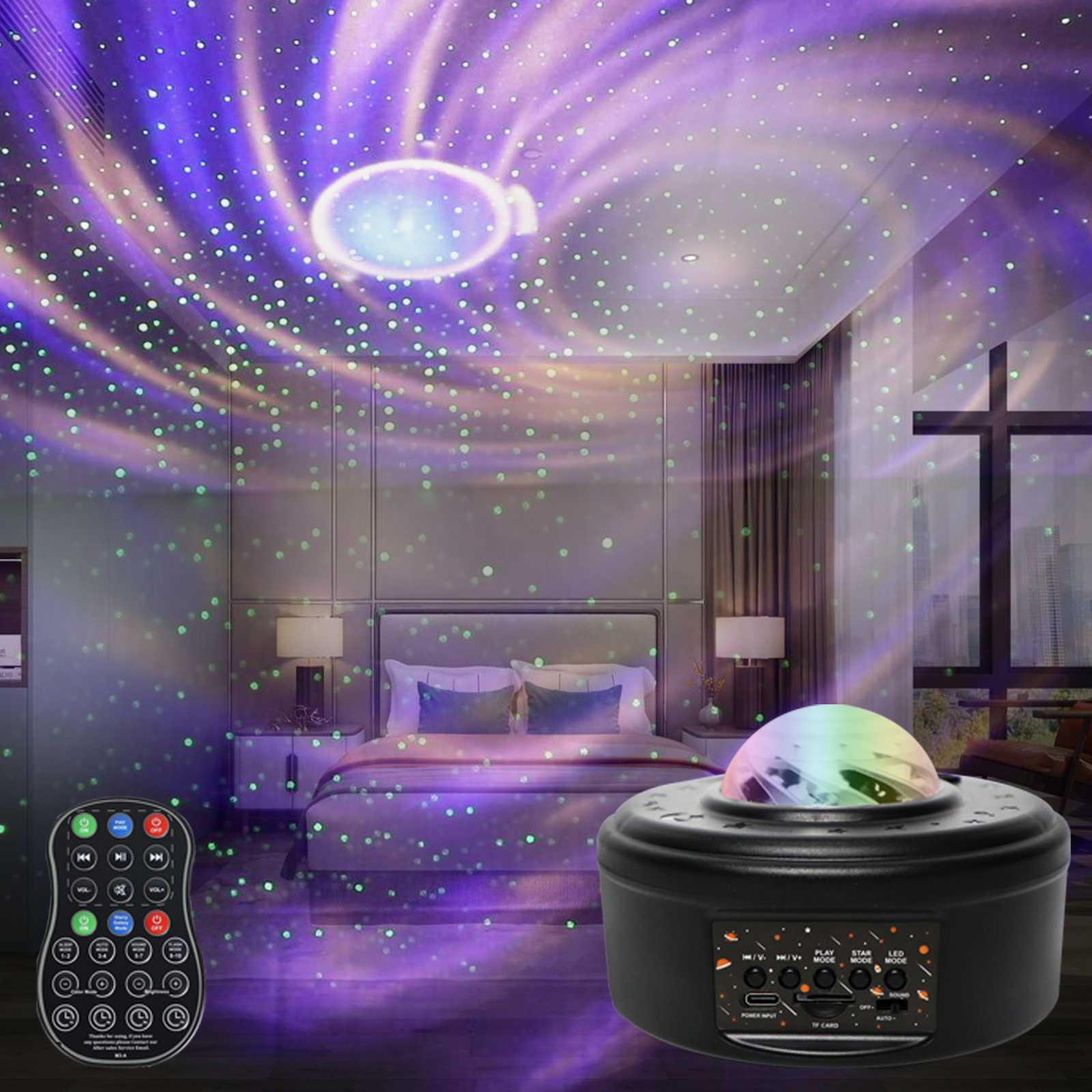 Hot-selling starry Christmas lights voice control lamp star projector night lights for Bedroom Ceiling kids' gift