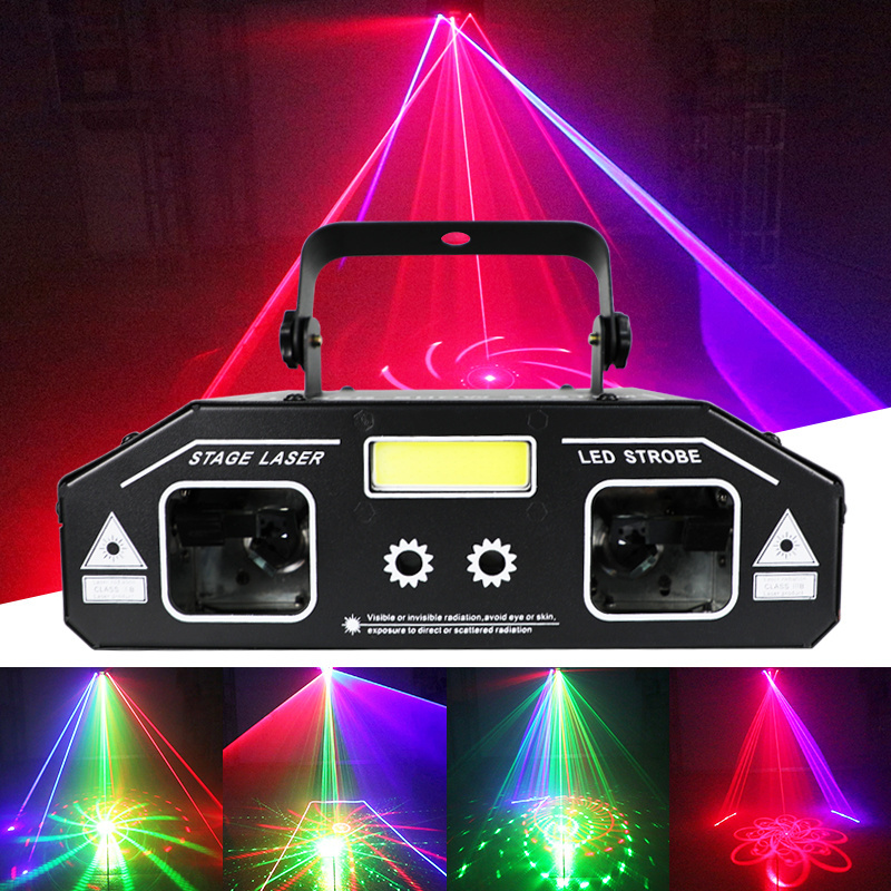 WUZSTAR Laser Strobe Lights 3 In 1 DJ Party Projector Voice Control Show KTV Bar Stage Laser effect Lighting Disco Party lights