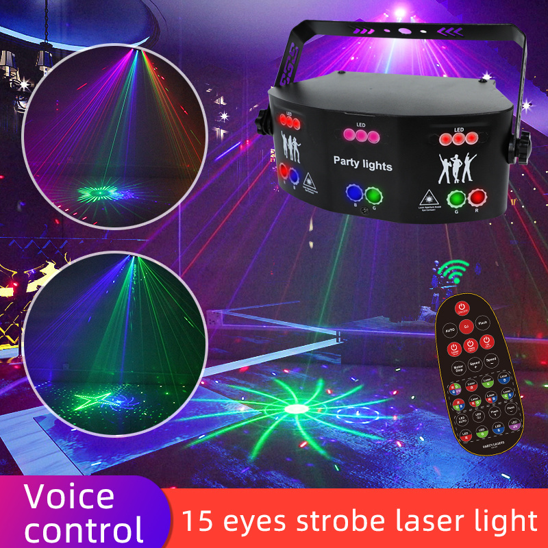 EXW 15 eyes dj strobe holiday lighting rgbwp dmx 512 mini beam 7r projector light led christmas lights for home party decoration