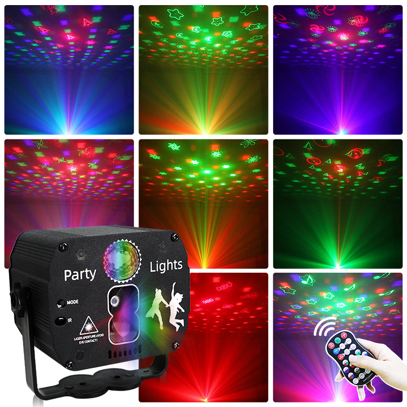 Rave Party Laser Light DJ Strobe Lights Remote Music Lamp Projector For Christmas Halloween Decorative Effect Holiday Lighting