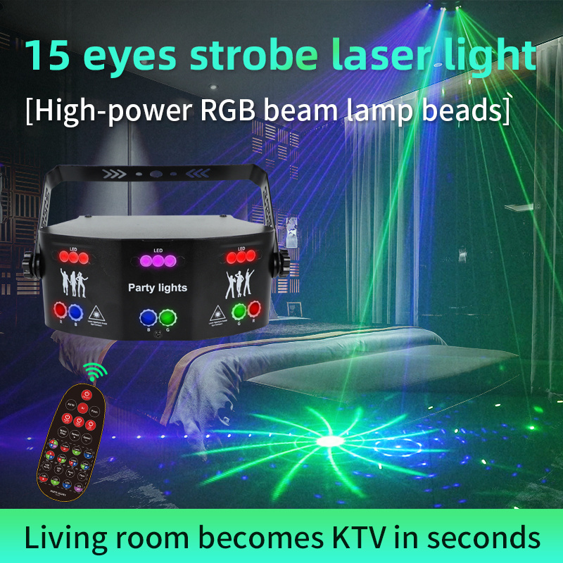 EXW 15 eyes dj strobe holiday lighting rgbwp dmx 512 mini beam 7r projector light led christmas lights for home party decoration