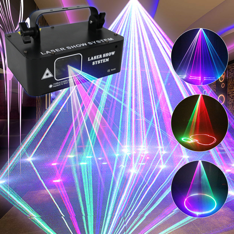 Full Color one Head Laser lamp DMX Animation Projector Party Beam Lights Sound Activated Lazer Light For Night Club Dance floor