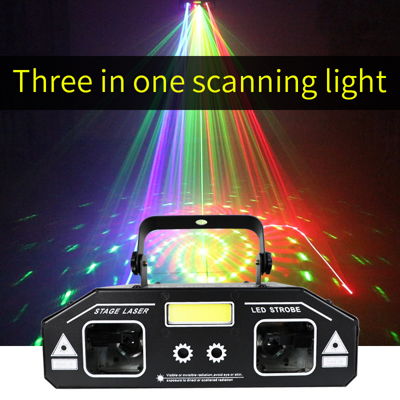 WUZSTAR Laser Strobe Lights 3 In 1 DJ Party Projector Voice Control Show KTV Bar Stage Laser effect Lighting Disco Party lights