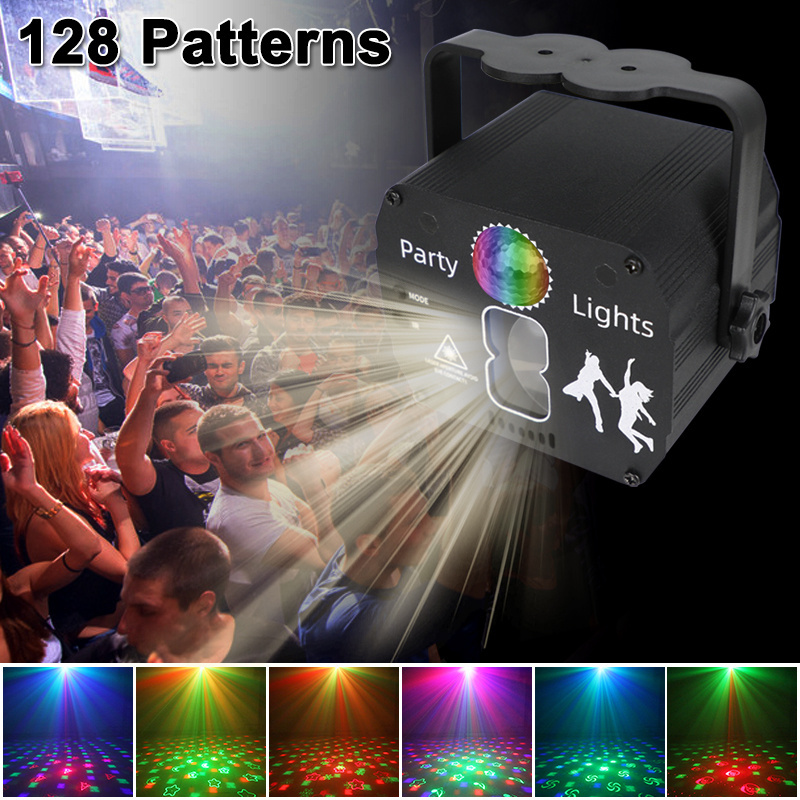 Rave Party Laser Light DJ Strobe Lights Remote Music Lamp Projector For Christmas Halloween Decorative Effect Holiday Lighting