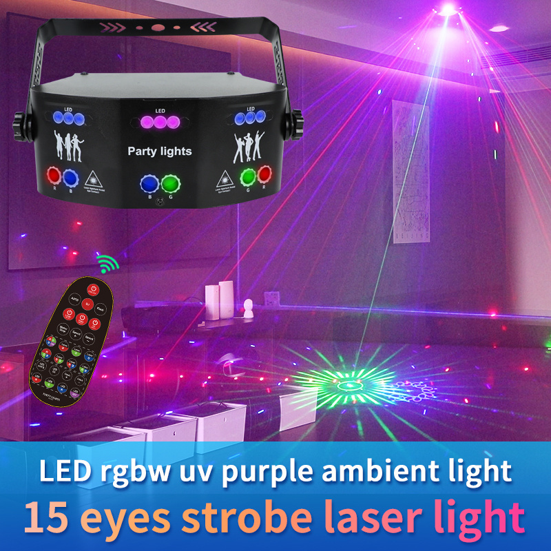 15 eye strobe dj laser lights decoration dmx beam LED disco light voice control for night club home party Stage Effect Lighting