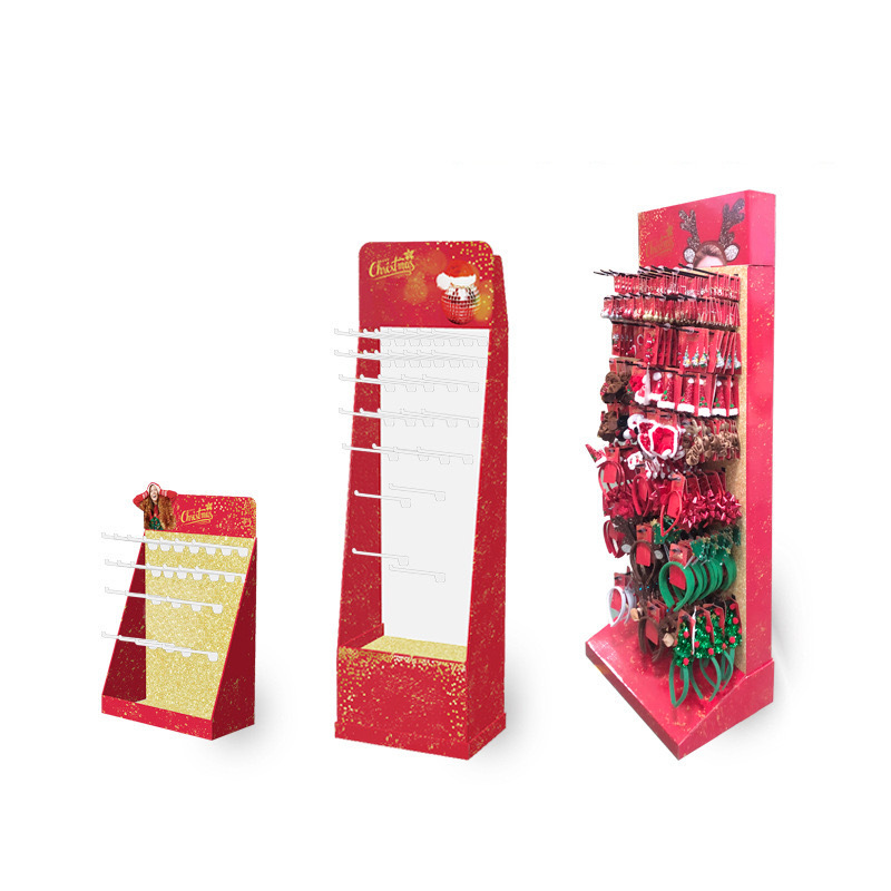 TopZ Custom Printing Corrugated Counter Jewelry Stand Rack Retail Hook FSDU Cardboard Jewellery Display Shelf