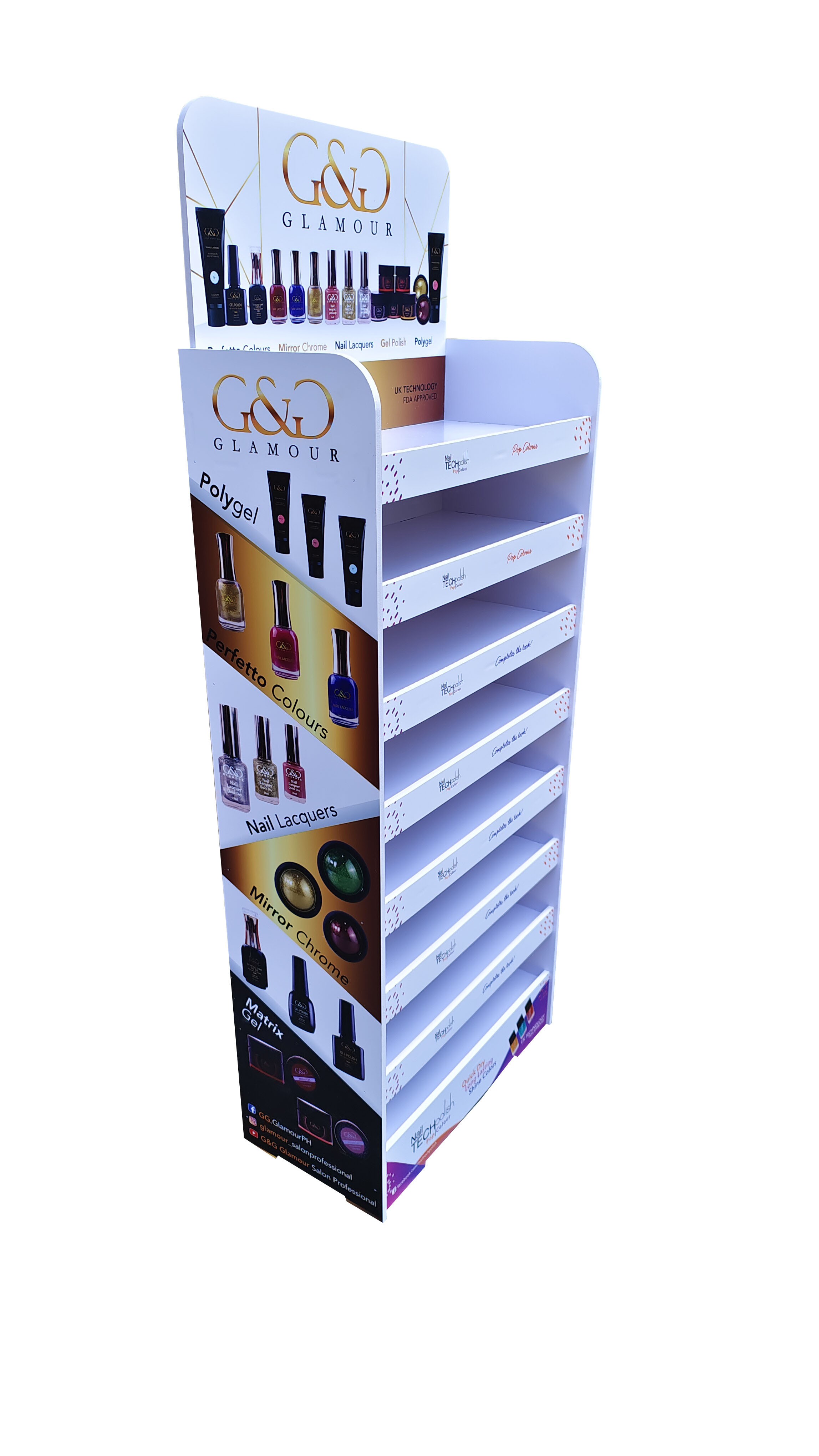 Manufacturer Direct Customized Design PVC Foam Board Display Shelf, Cosmetic Plastic Display Stand