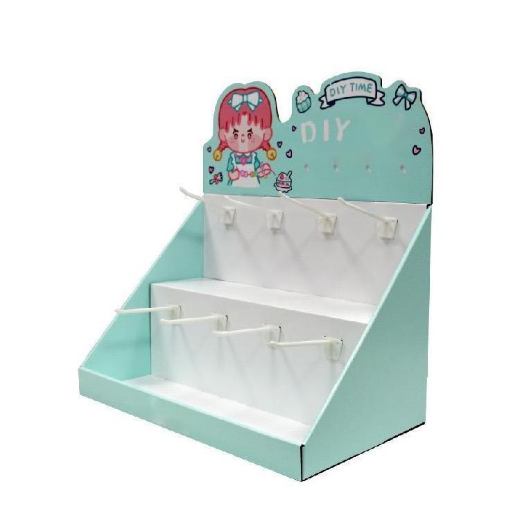 TopZ Custom Printing Corrugated Counter Jewelry Stand Rack Retail Hook FSDU Cardboard Jewellery Display Shelf