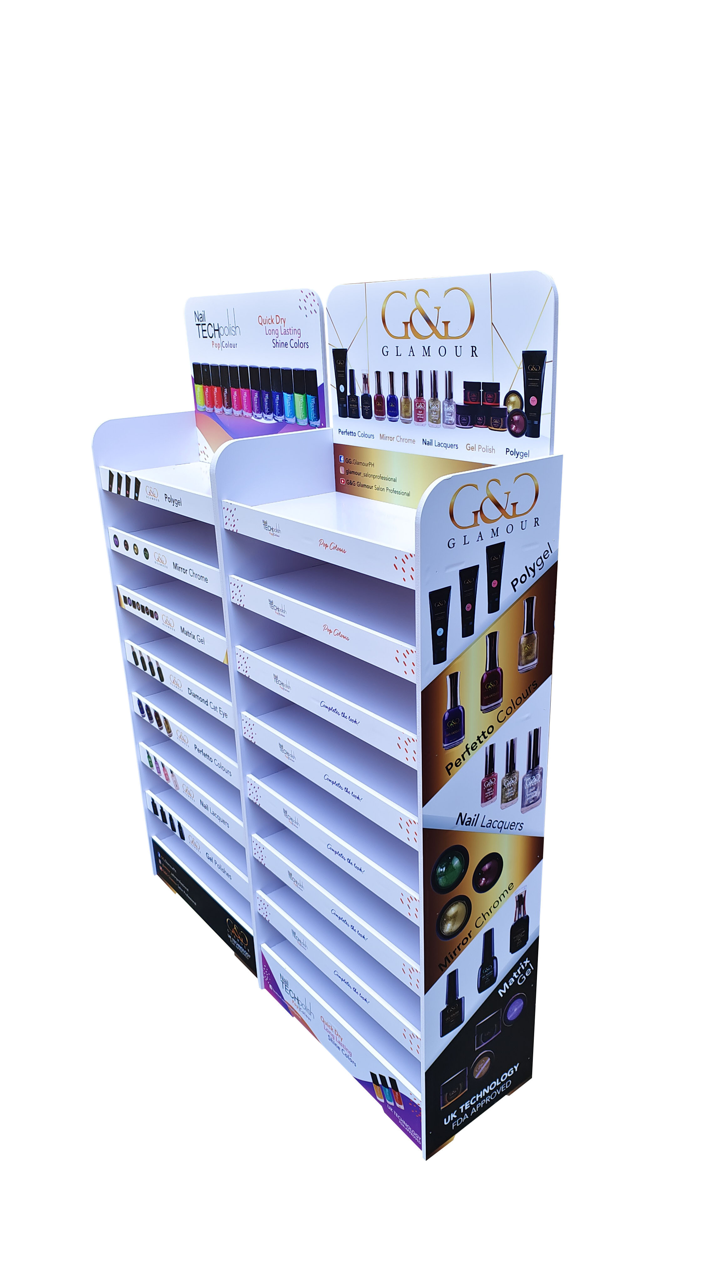 Manufacturer Direct Customized Design PVC Foam Board Display Shelf, Cosmetic Plastic Display Stand