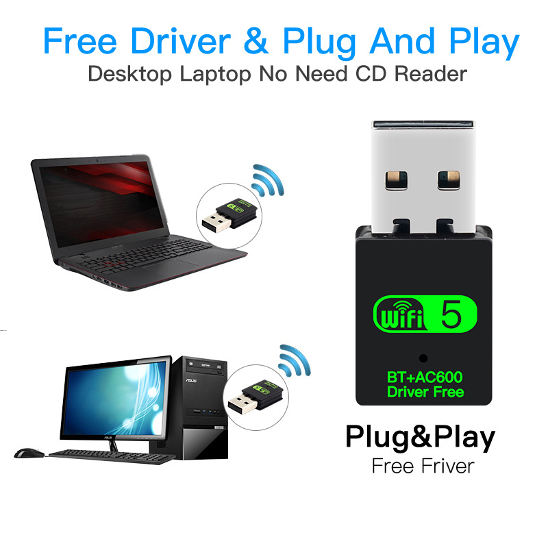 Free driver 600Mbps USB Wifi Receiver Dongle RTL8821CU Wifi Adapter 2 in one wifi bt dongle