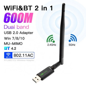 adaptador bt wifi usb dual band RTL8821CU 2 in one combo wireless bluetooth 4.2  usb dongle with external antenna