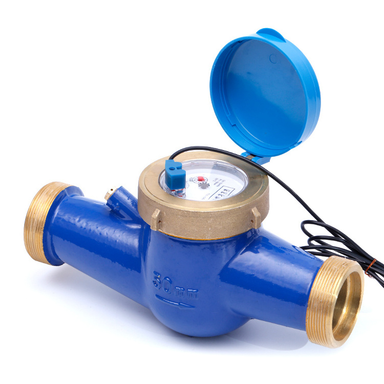 Popular in India ISO4064 Class B pulse multi jet dry type brass remote control cold water meter with outer adjustment device