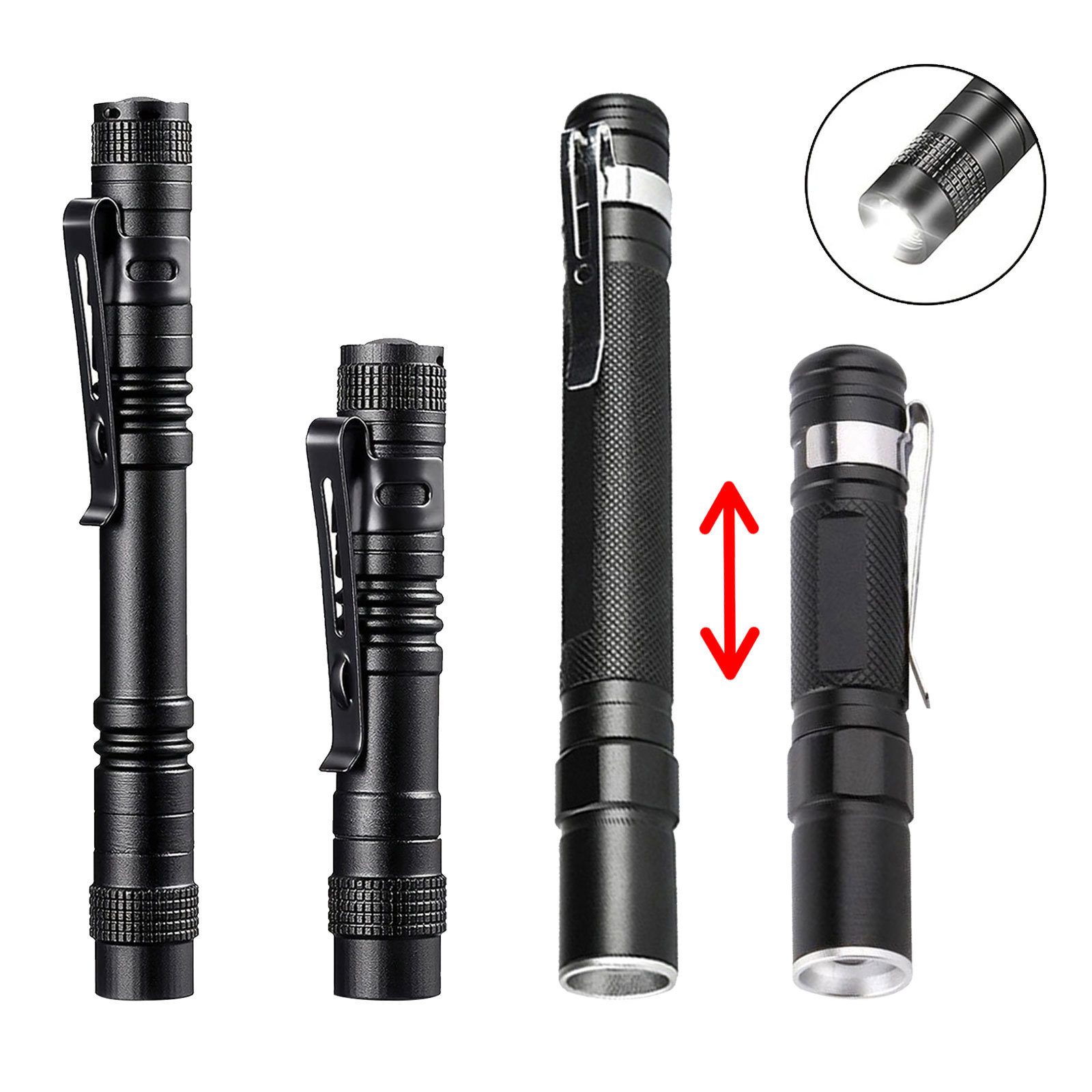 Mini LED Portable Pocket Penlight Light Weight Small Zoomable Flashlight Torch AAA Dry Battery Torch For Gift