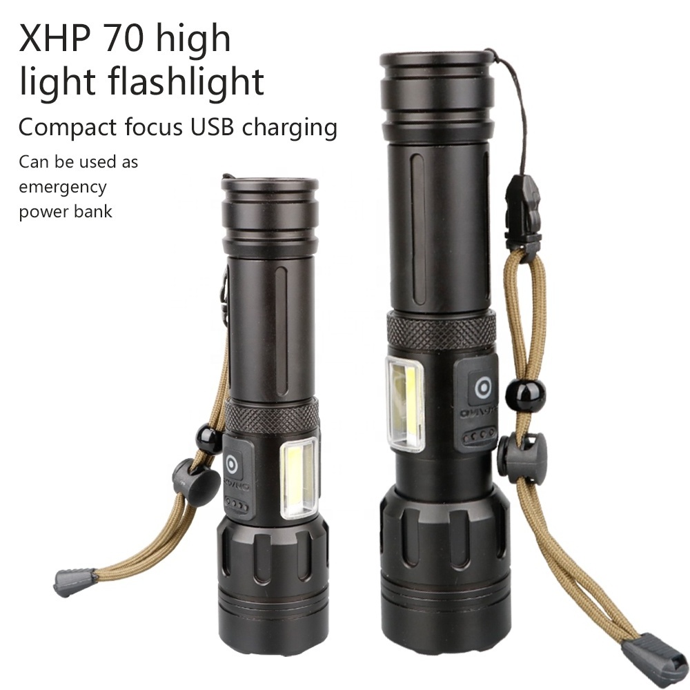 1000 lumen XHP70 USB  rechargeable LED powerful flashlight flashlight