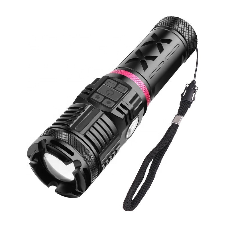 XHP120+COB Red Blue Green Light Led Torch Flashlights Rechargeable Zoomable Multifunction Flashlight